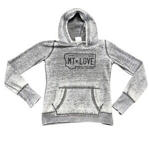 Zen by J. America Montana Shirt Co MT LOVE Gray Burnout Pullover Hoodie Small